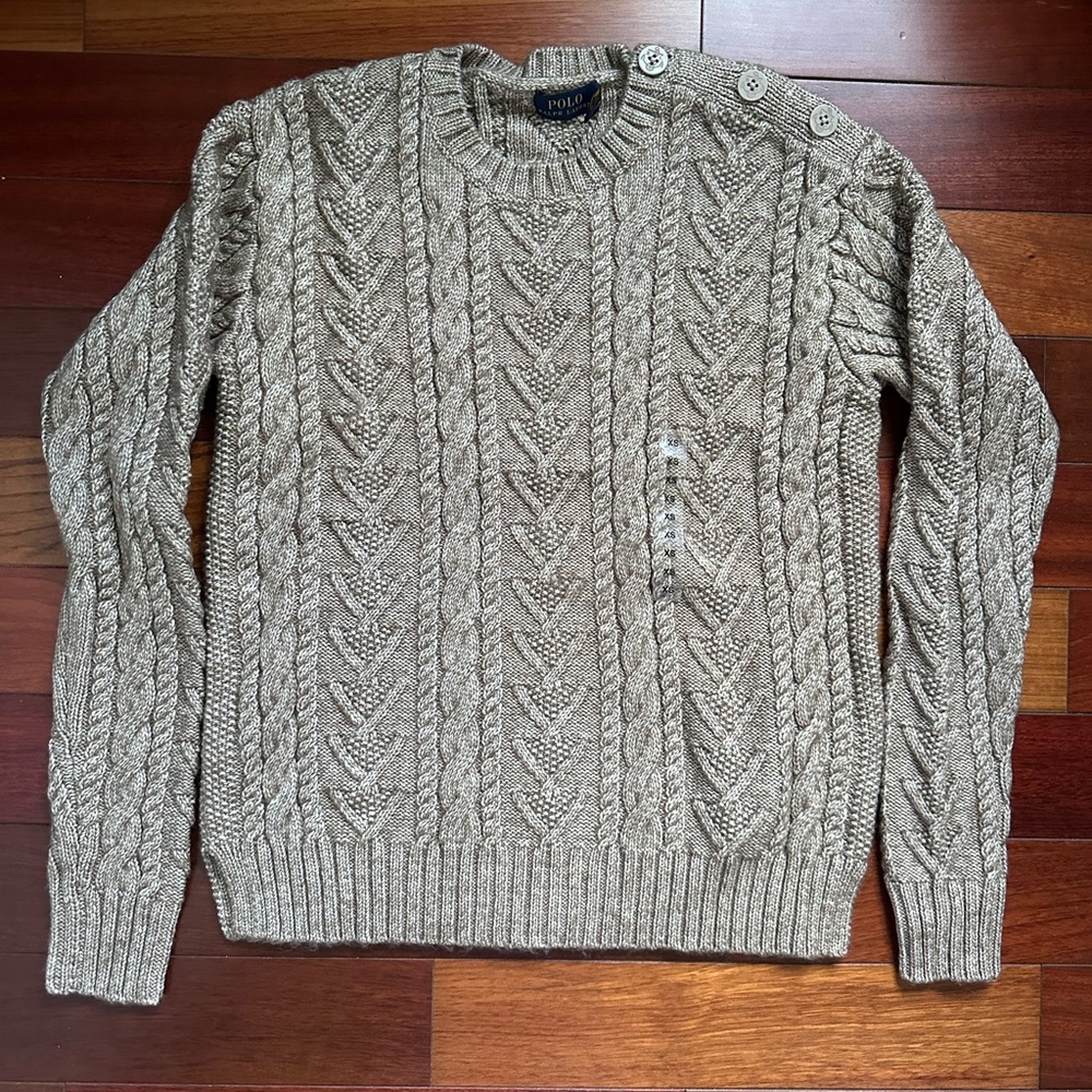 NWT Polo by Ralph Lauren Women’s Beige Cable Knit Crewneck Sweater